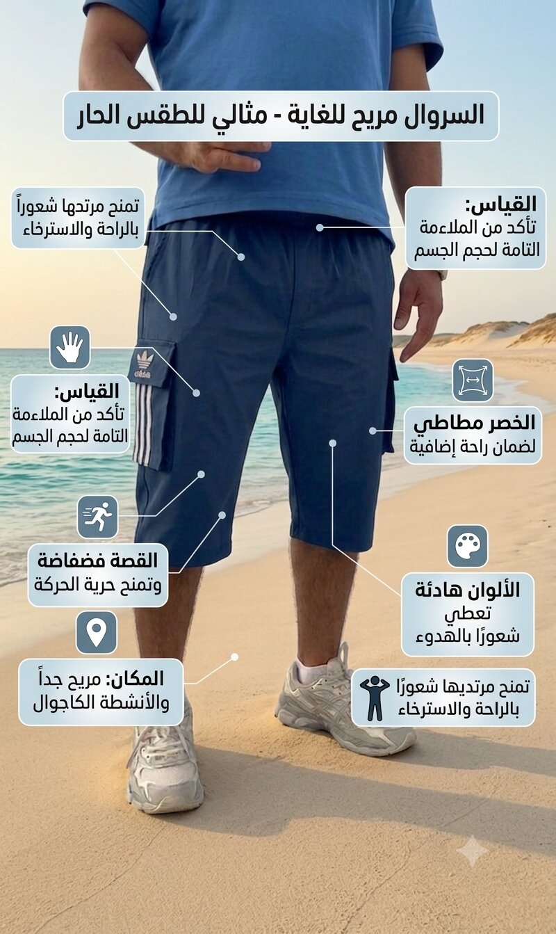 مقاس مضبوط، خصر مطاطي، تصميم فضفاض يسمح بحرية الحركة
